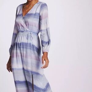 Anthropologie Cloth & Stone Tie-Dye Striped Midi Dress NWT Size Medium